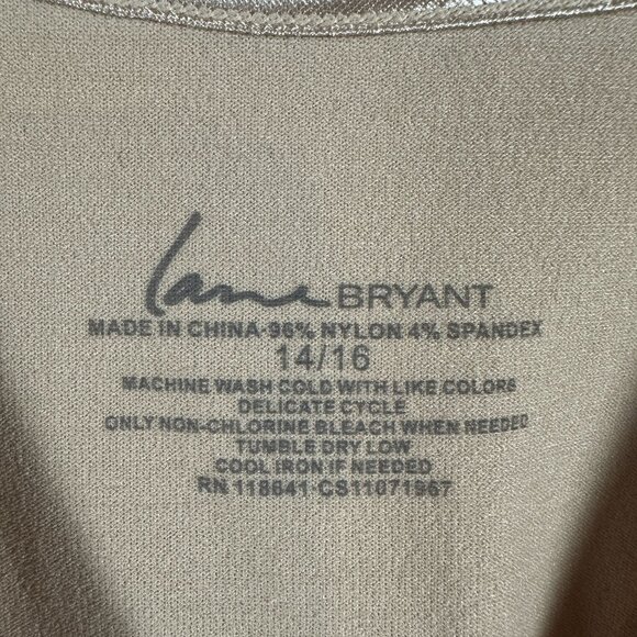 Lane Bryant Womens Beige Tank Top Size 14/16 Nylon & Spandex Blend Scoop Neck Sl - Picture 3 of 7